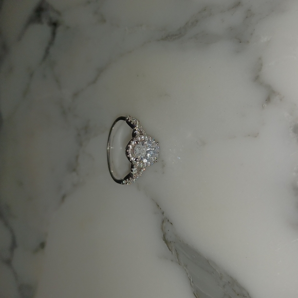 Engagement Ring Sterling Silver Cubic Zirconia Size 7 - Picture 2 of 16